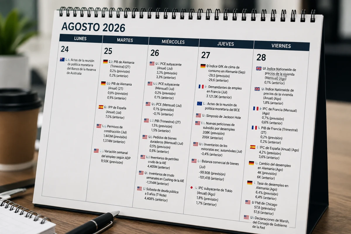 Calendario Económico: Una semana decisiva para el dólar; PCE, PIB y Jackson Hole en el centro de la escena